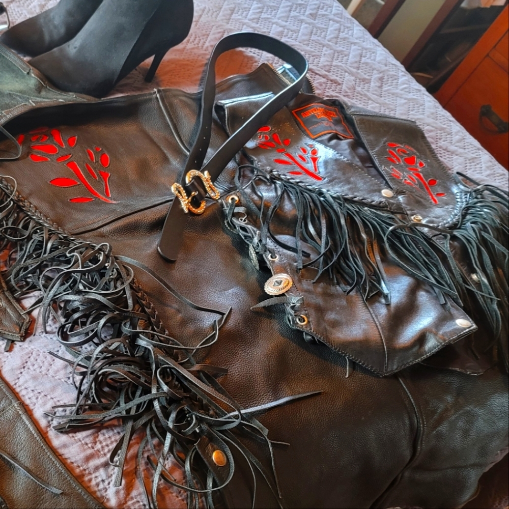 Leather Chaps and vest  ladies small